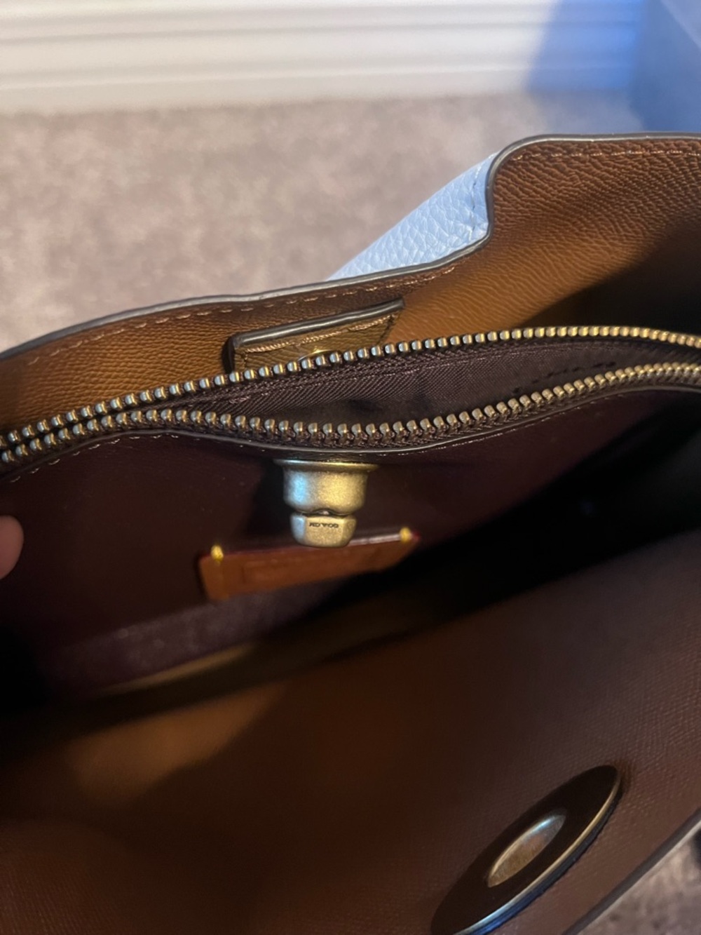 Coach Willow Shoulder Bag in Colorblock Pebble Leather - Picture 6 of 8